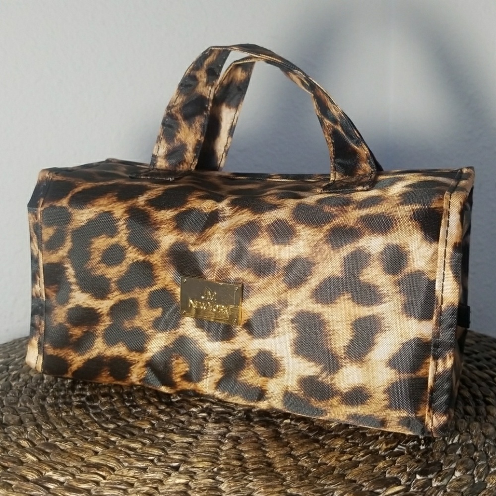 JM New York leopard print travel make-up bag